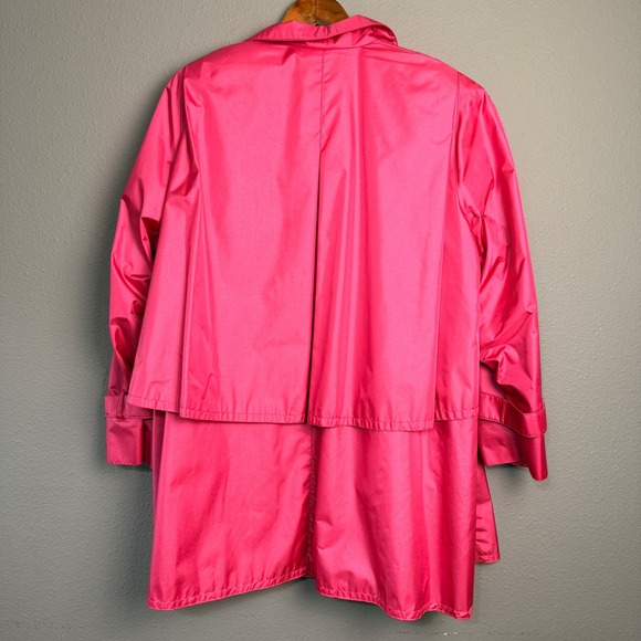 Neiman Marcus Sz 6 Princess Pink Oversized Trench Raincoat Nylon Water Resistant - Picture 3 of 12